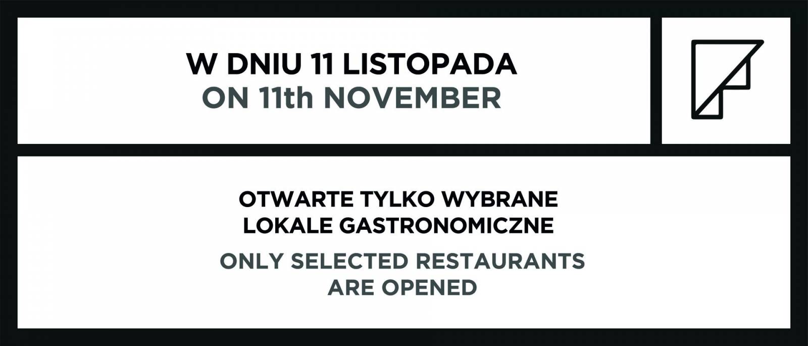 Godziny otwarcia Forum Gdańsk w dniu 11 listopada